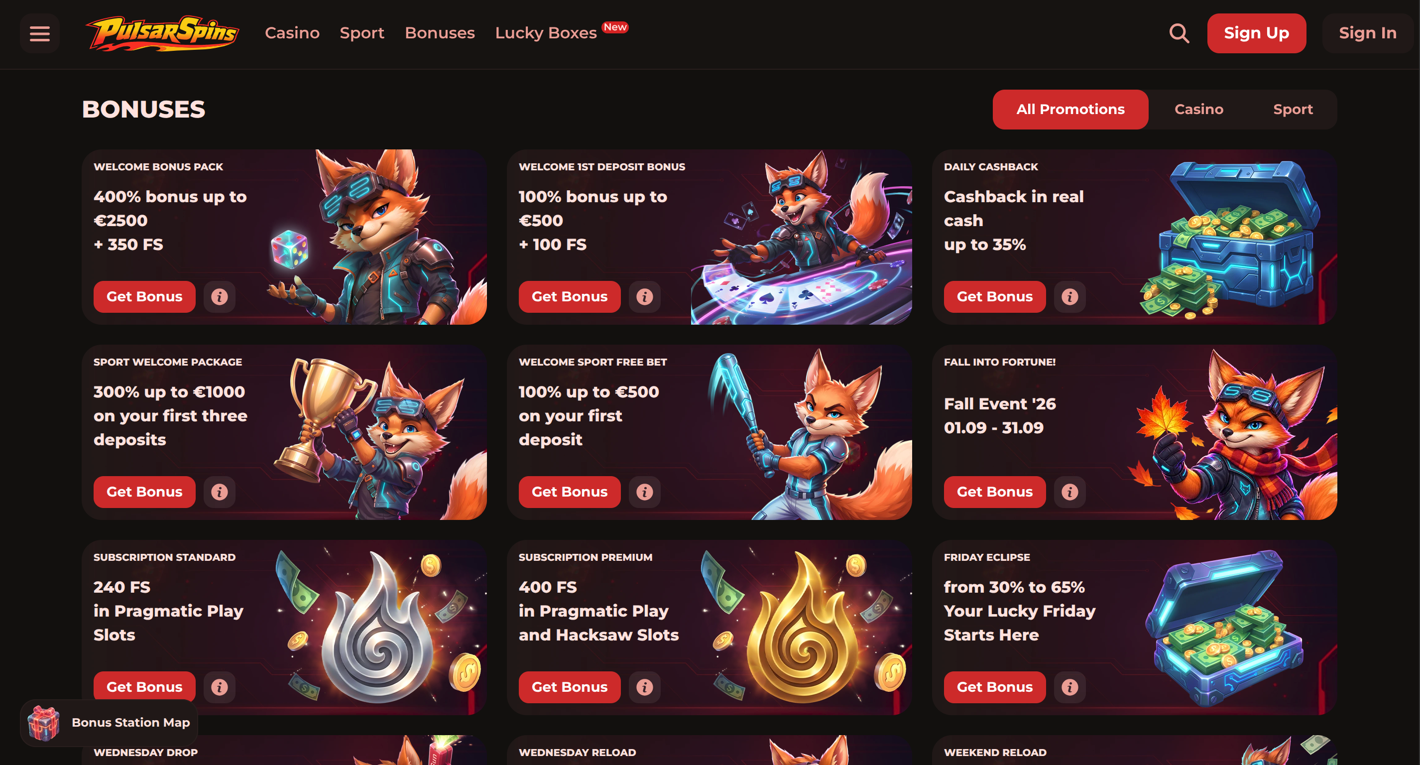 Προσφορές και μπόνους στο Pulsar Spins